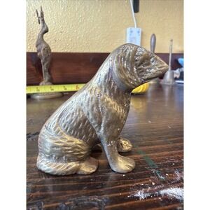 Vintage Brass Dog Retriever Paperweight Figurine Trinket